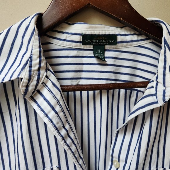 Ralph Lauren Lauren Jeans pinstripe white blouse - Picture 4 of 5